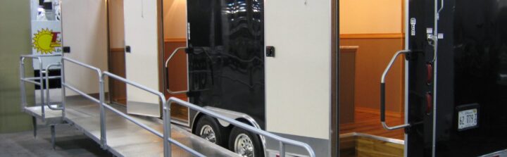 Restroom trailers provide sanitation and luxury.