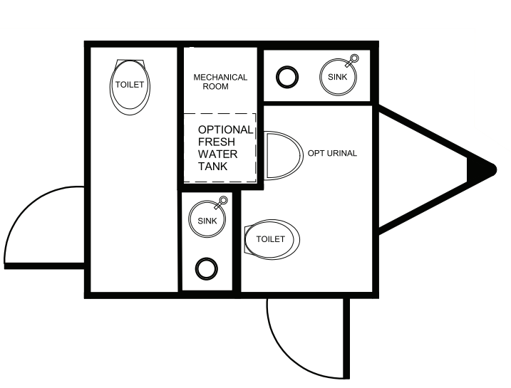 Floor Plan of 2 station Mini restroom with sink and toilet