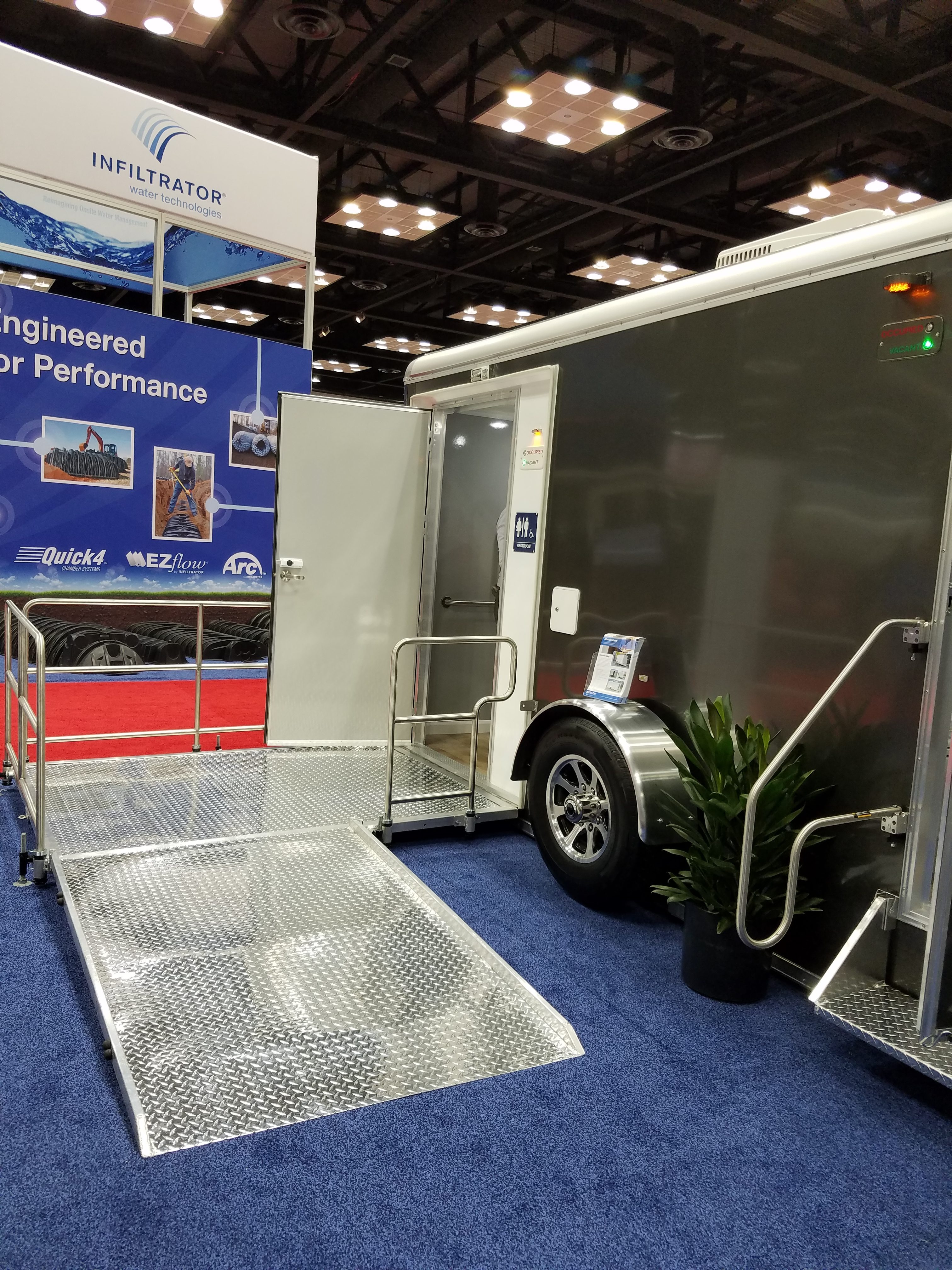 ADA Plus Two Station Vegas Restroom Trailer, Being Displayed at a Bridal Show, in Hartford CT 