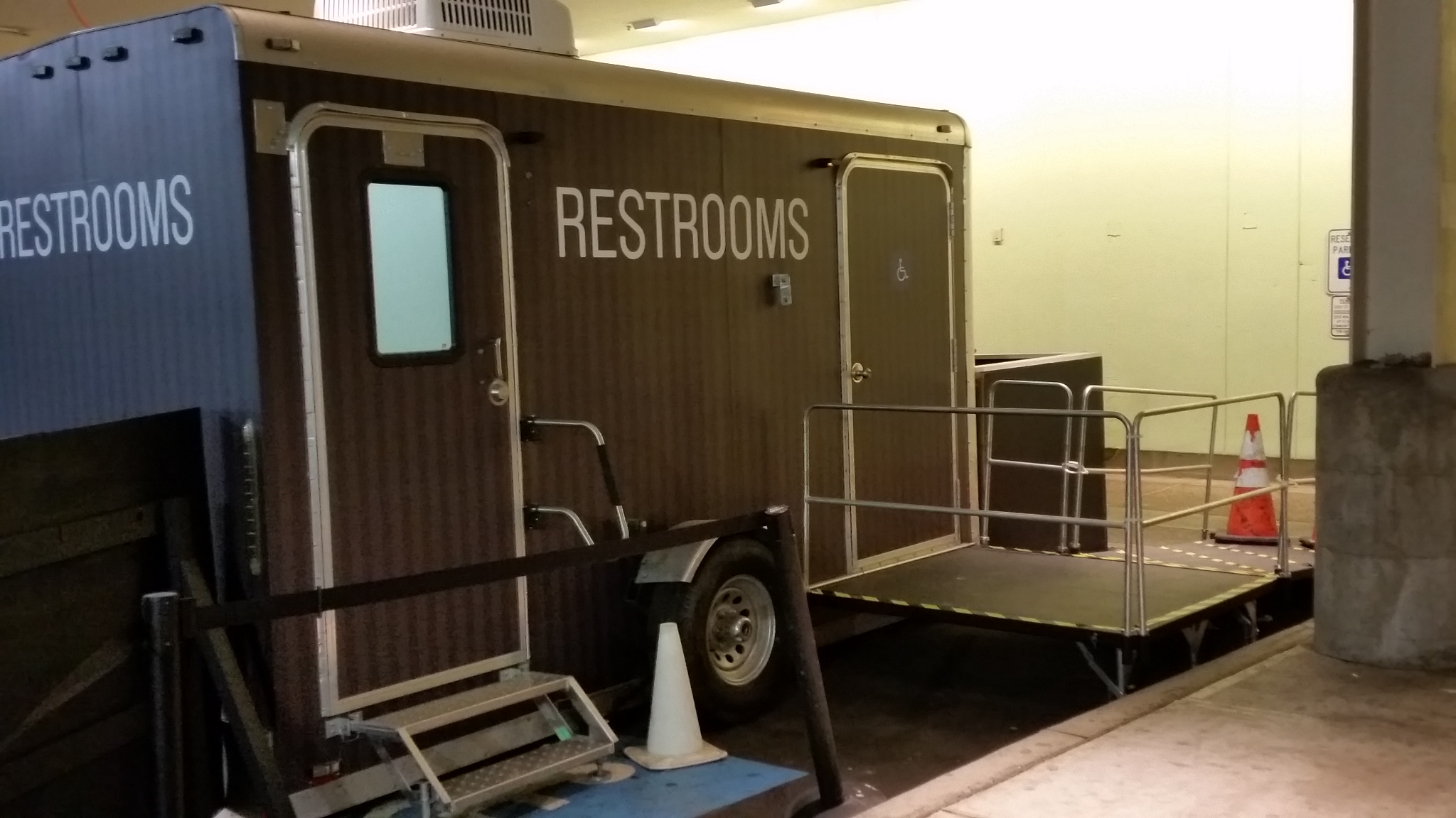 ADA Plus Two Station Vegas Restroom Trailer, at a Long Term Construction Project, in Paramus NJ 