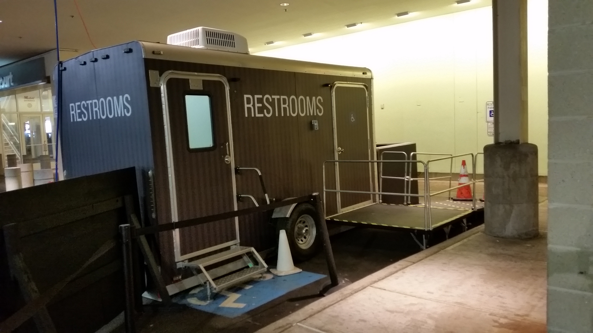 ADA Plus Two Station Vegas Restroom Trailer, at a Long Term Construction Project, in Paramus NJ 