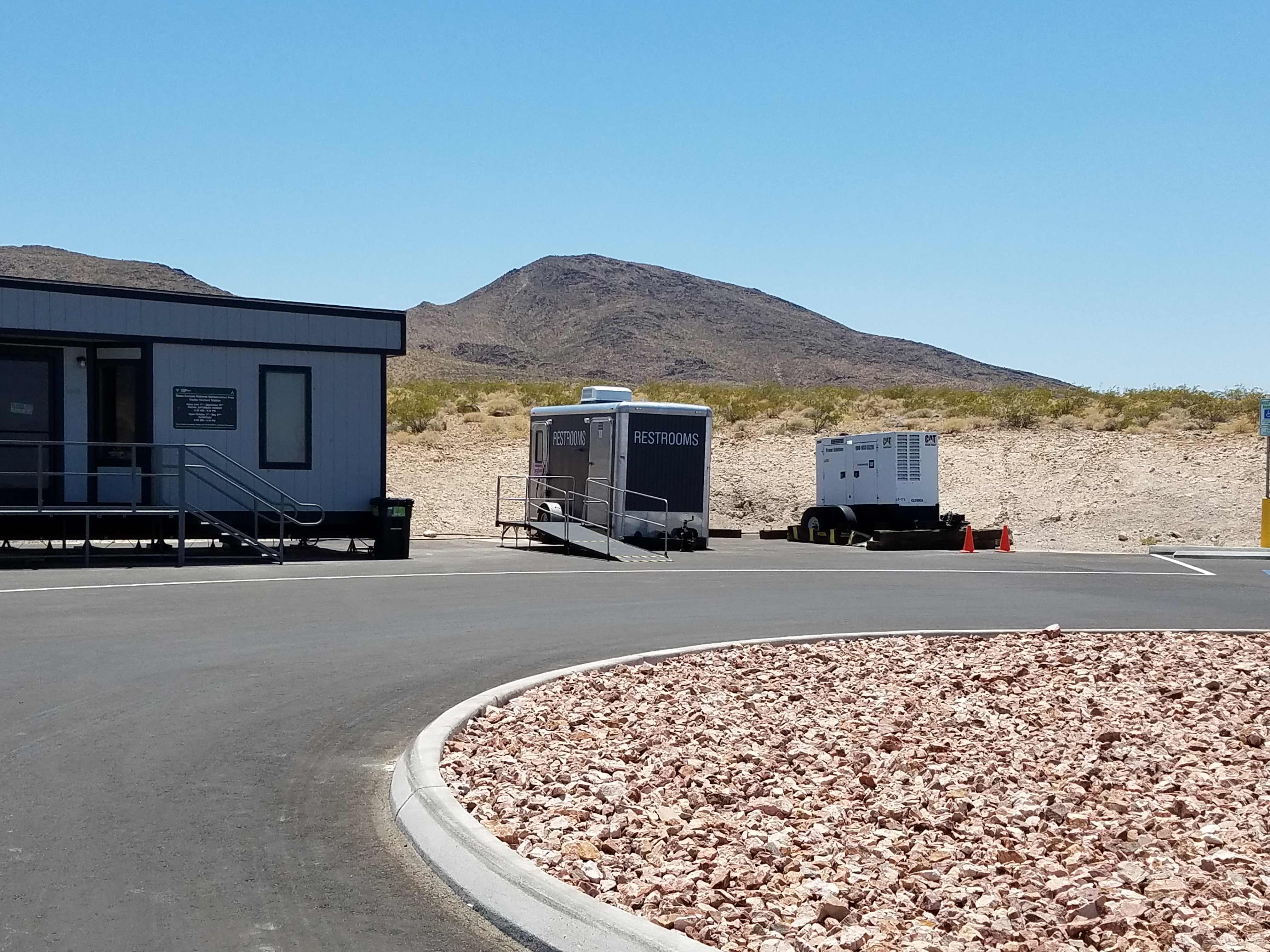ADA Plus Two Station Vegas Restroom Trailer, at the Sloan National Park, in Las Vegas Nevada 