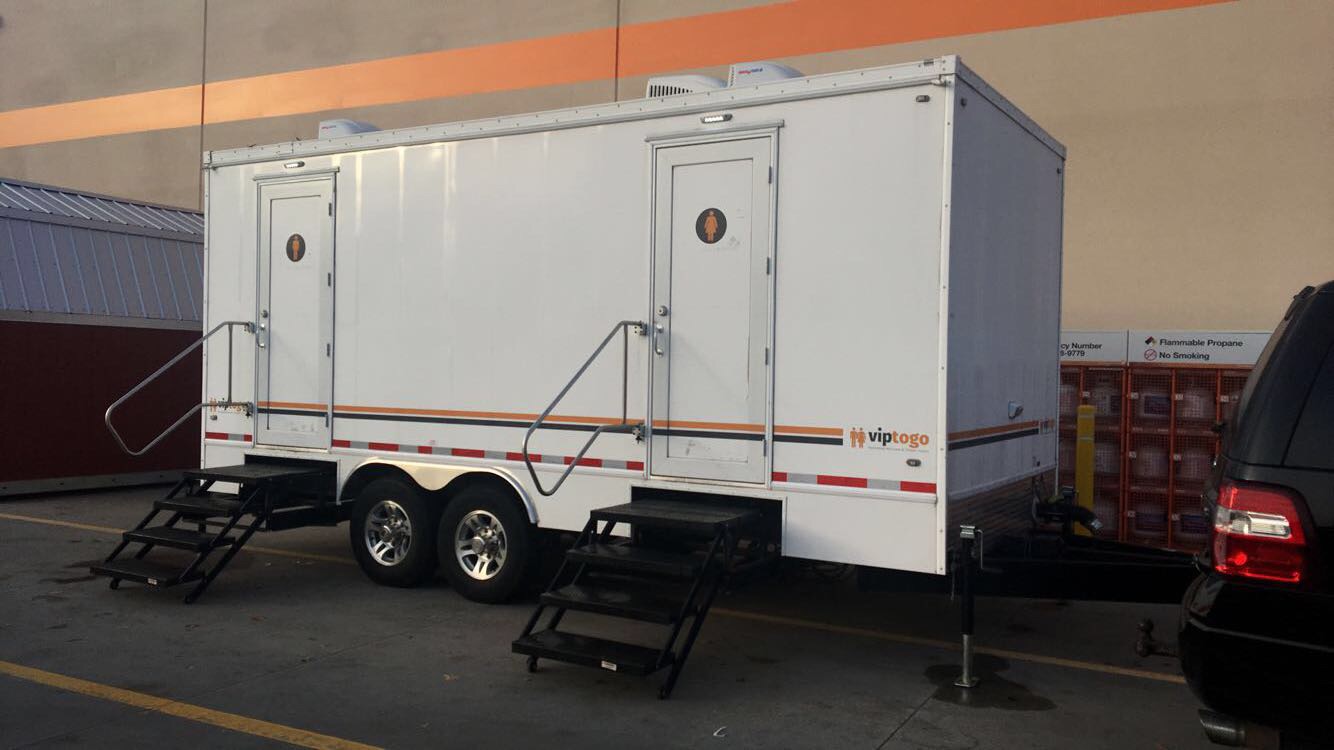 Eight Station Vegas Restroom Trailer, at a Home Depot Remodal, In Orlando FL 
