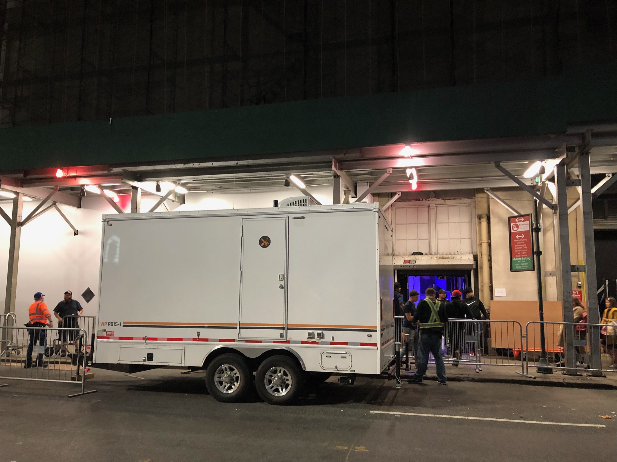 Five Station Rolls Royce Restroom Trailer, at Macy's Day Parade by NBC Studios, in Manhattan NY 