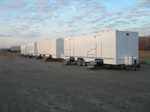 Multiple Rolls Royce Restroom Trailers, at an Outdoor Event, in Bronx NY