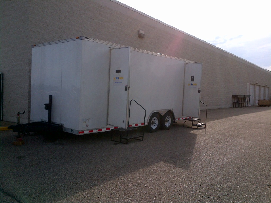 Ten Station Stylish Restroom Trailer, at a Kmart Remodal, in Cleveland OH 