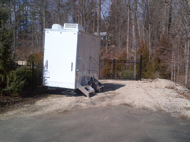 Two Station Stylish Restroom Trailer, at a Wedding, in Rockland County NY