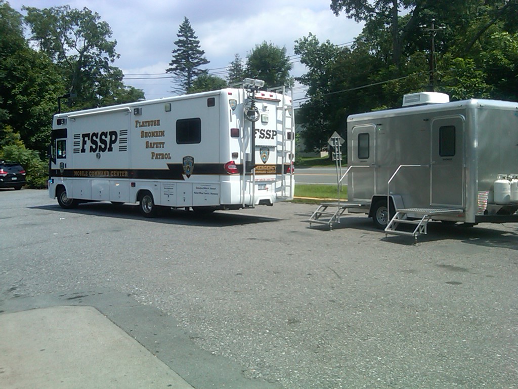 Two Station Stylish Shower Combo Trailer, at an Event, in South Fallsburg NY 