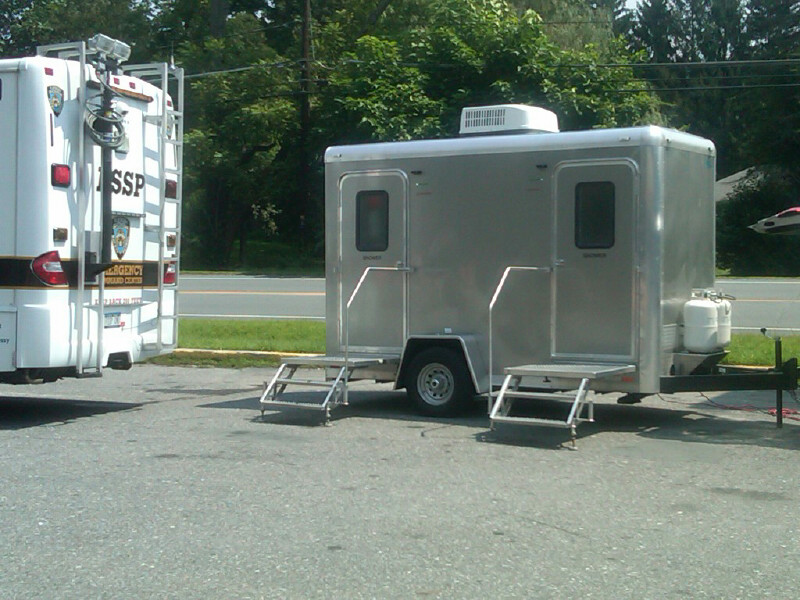 Two Station Stylish Shower Combo Trailer, at an NYPD Event, in South Fallsburg NY 