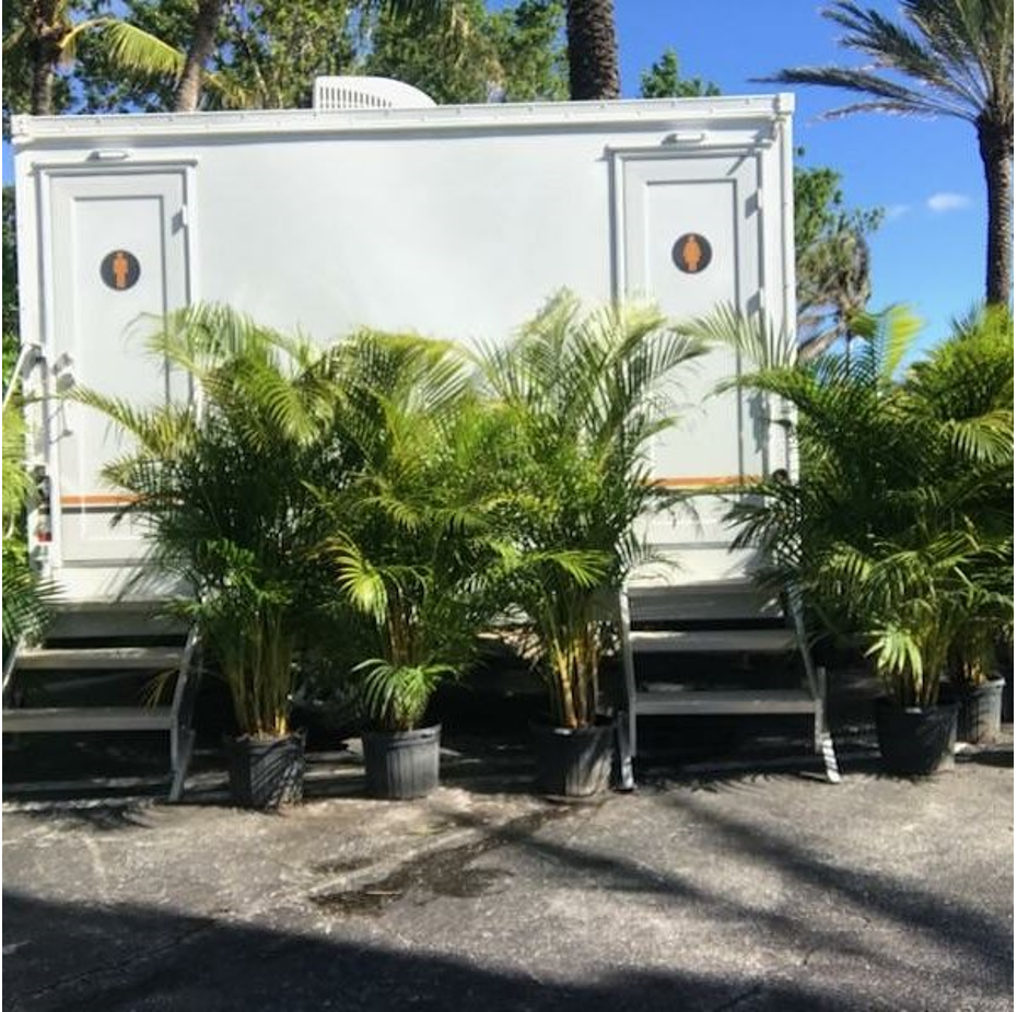 5 Station luxury restroom trailer rental at wedding