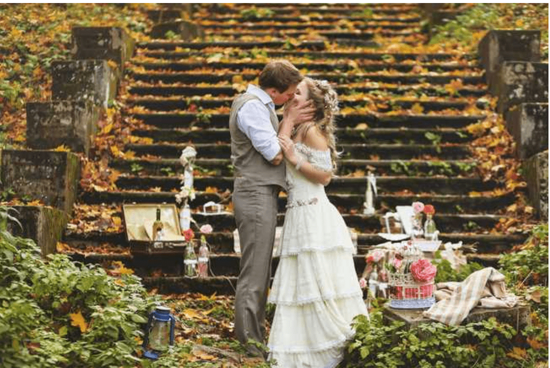 Bride and groom at wedding