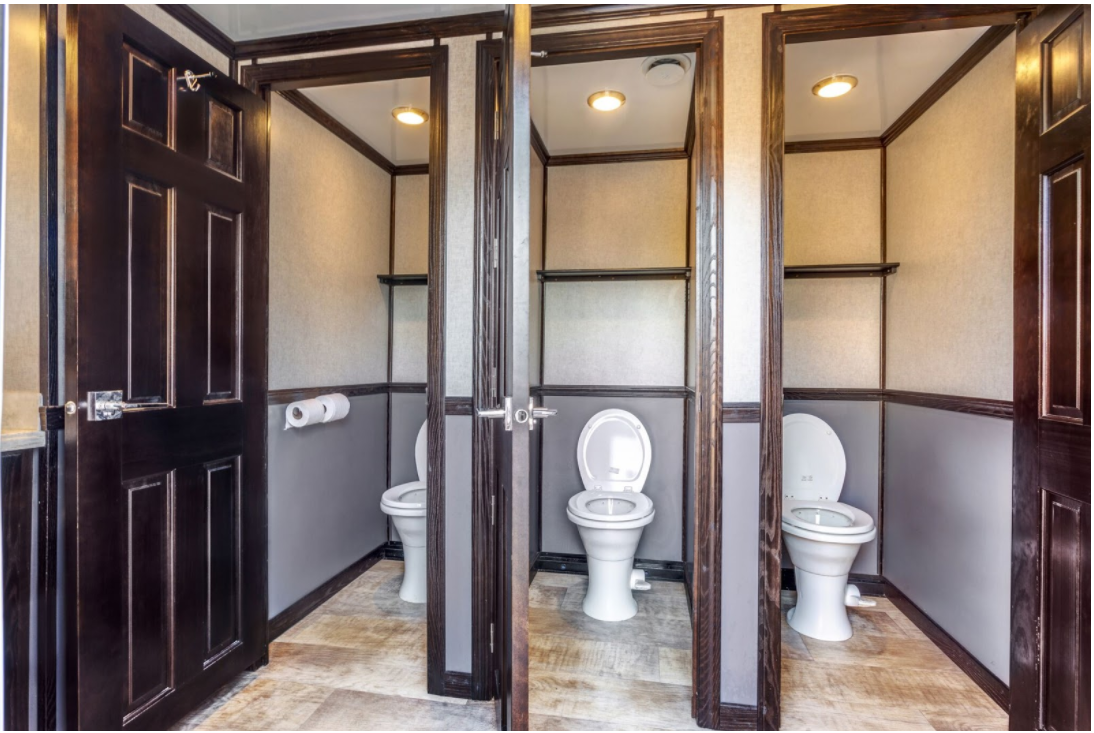 Wedding bathroom trailer interior of stalls