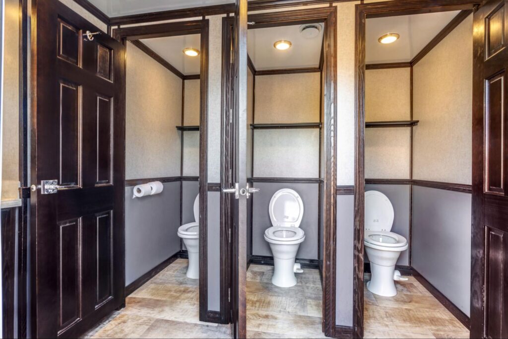 Toilet stalls in portable restrooms in Rochester, NY