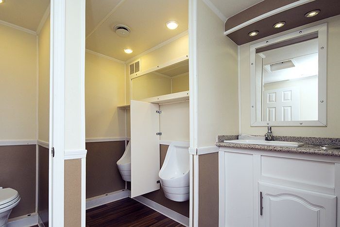 Interior of restroom trailer in Maryland