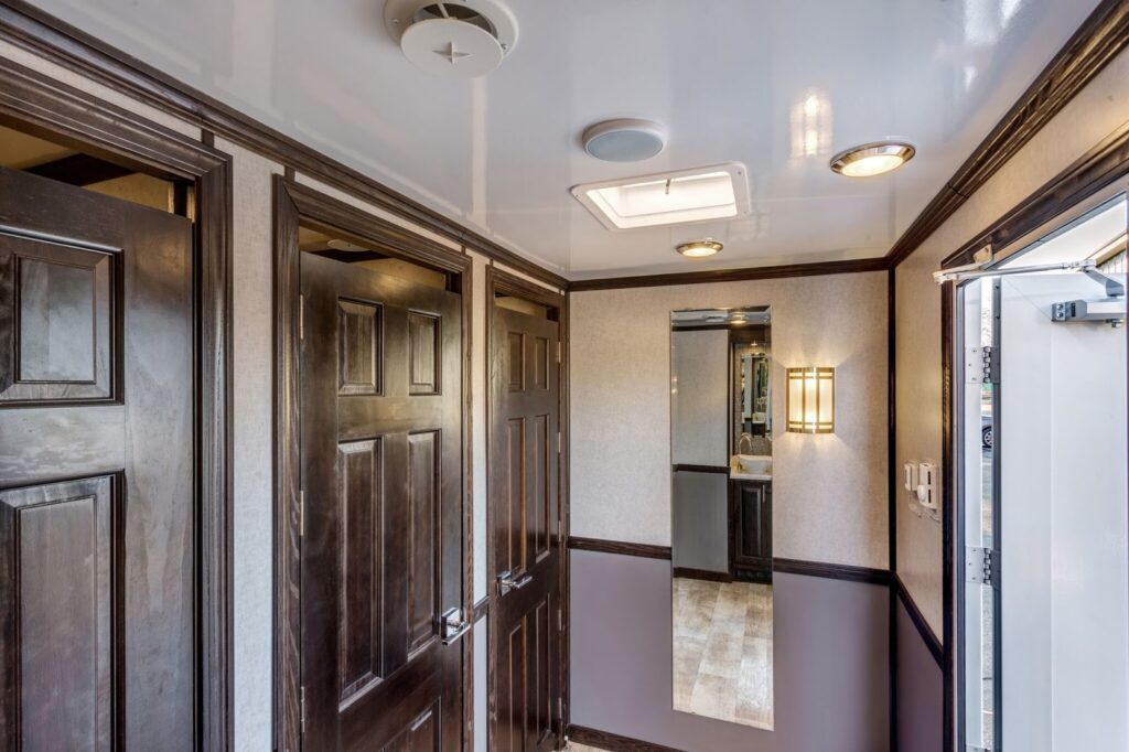 Interior of luxury portable toilet trailer in Pennsylvania