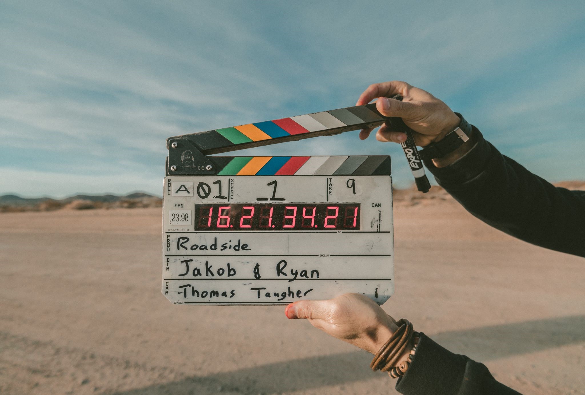 Clapperboard for filming