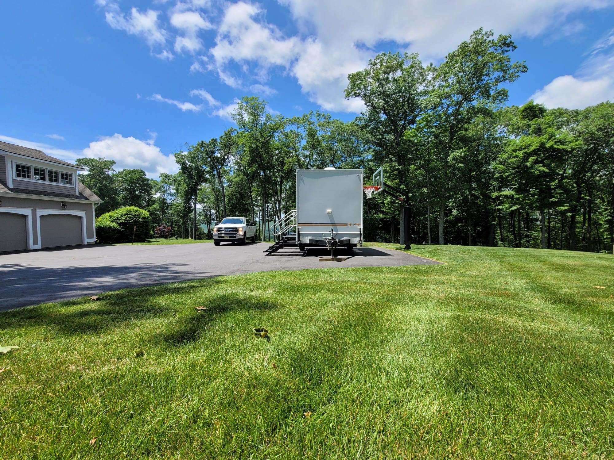 Restroom trailer at private home