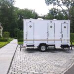 Restroom trailer outdoors in Connecticut