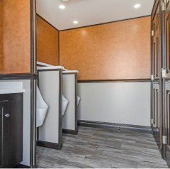 Interior of mobile restroom and shower trailer in NY and NJ