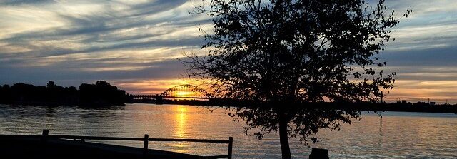 sunset over Delaware River