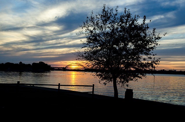 sunset over Delaware River