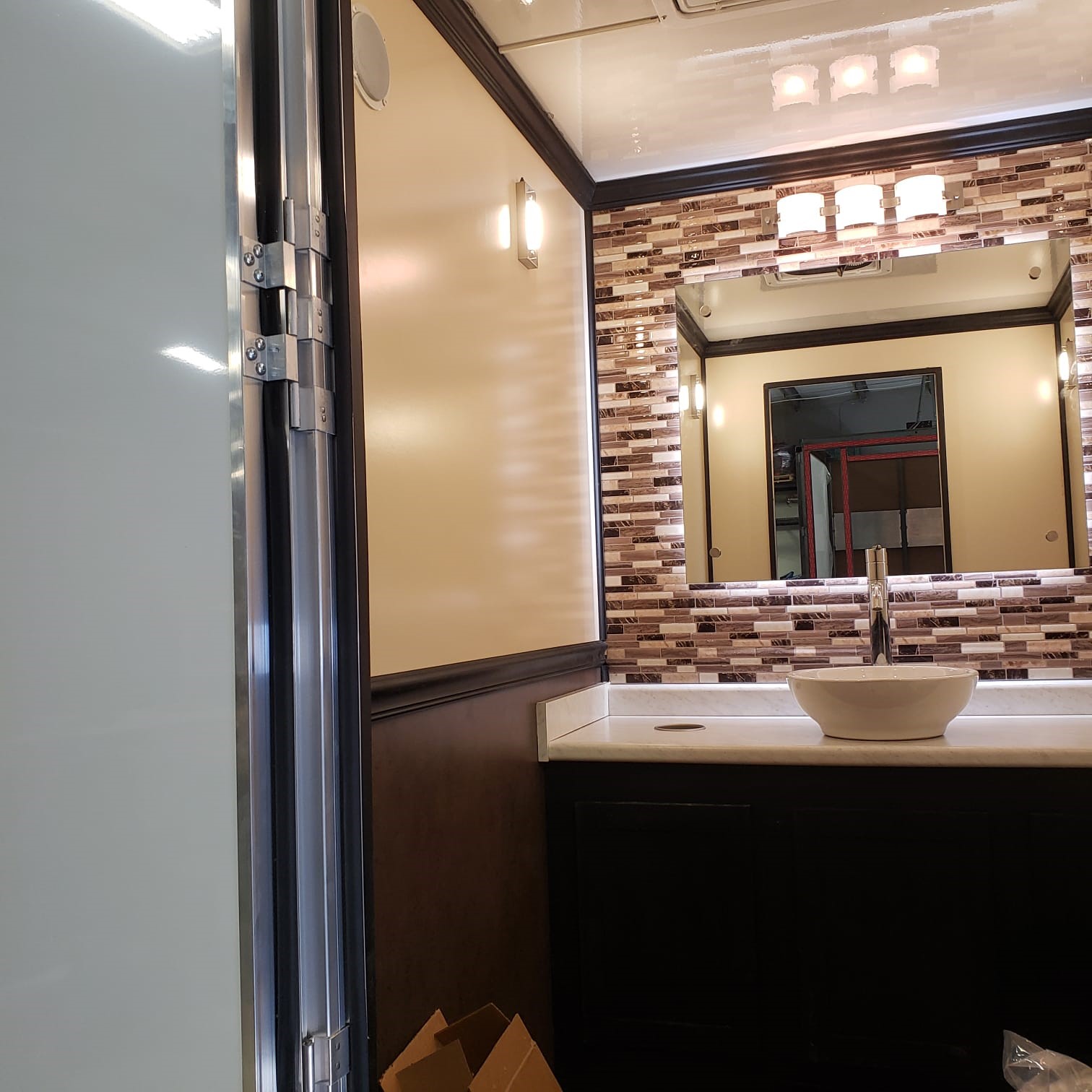 interior view of luxury bathroom trailers