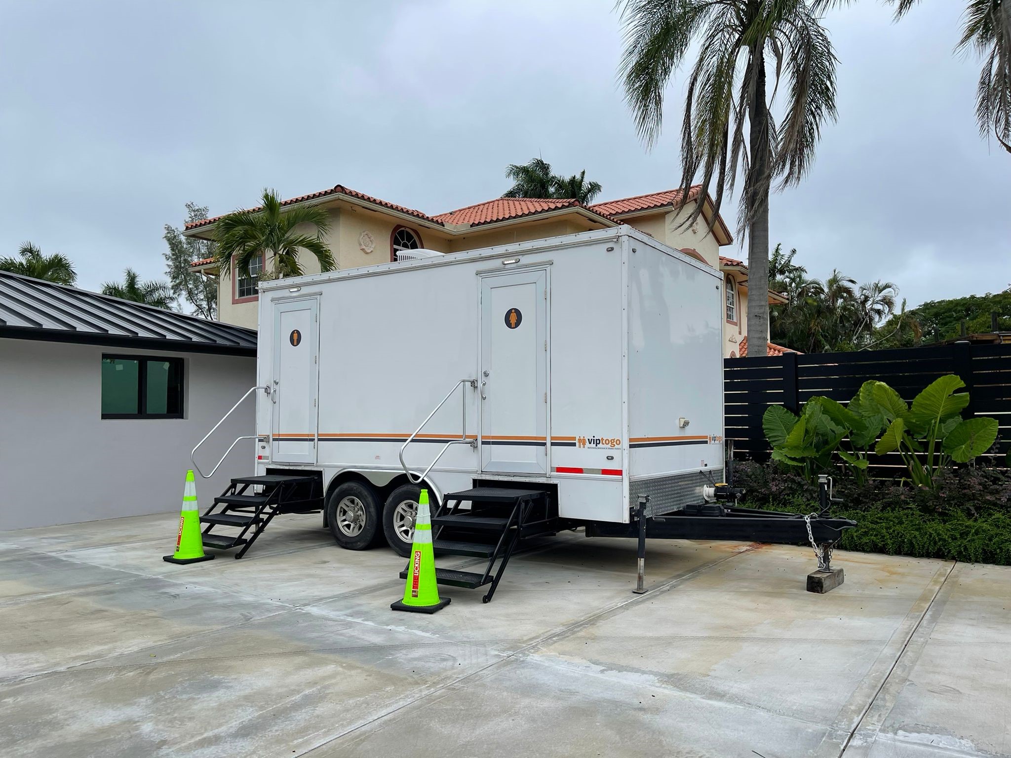 2-station portable restroom trailer at Florida event