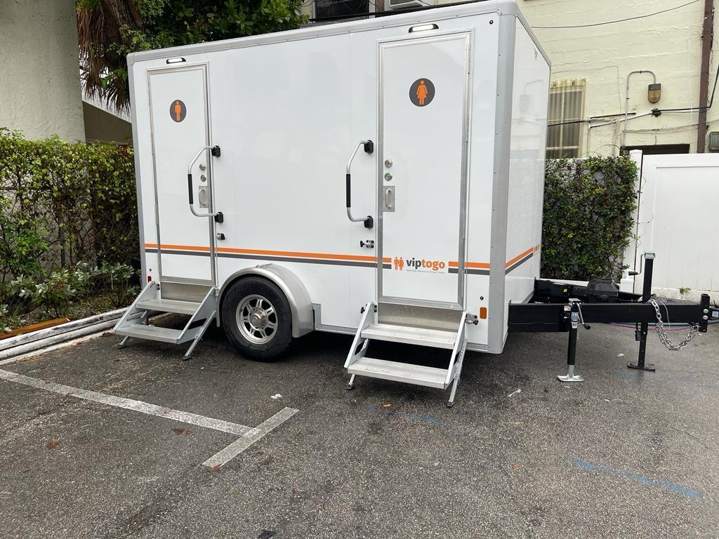 parked portable toilet trailer for event parked portable toilet trailer for event