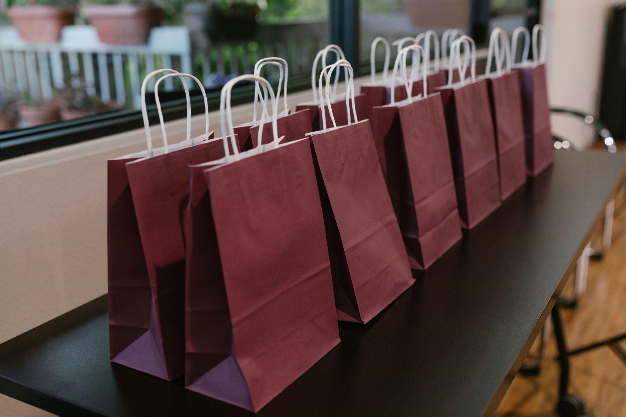 Attendee bags at event