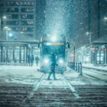 city streets in snowstorm