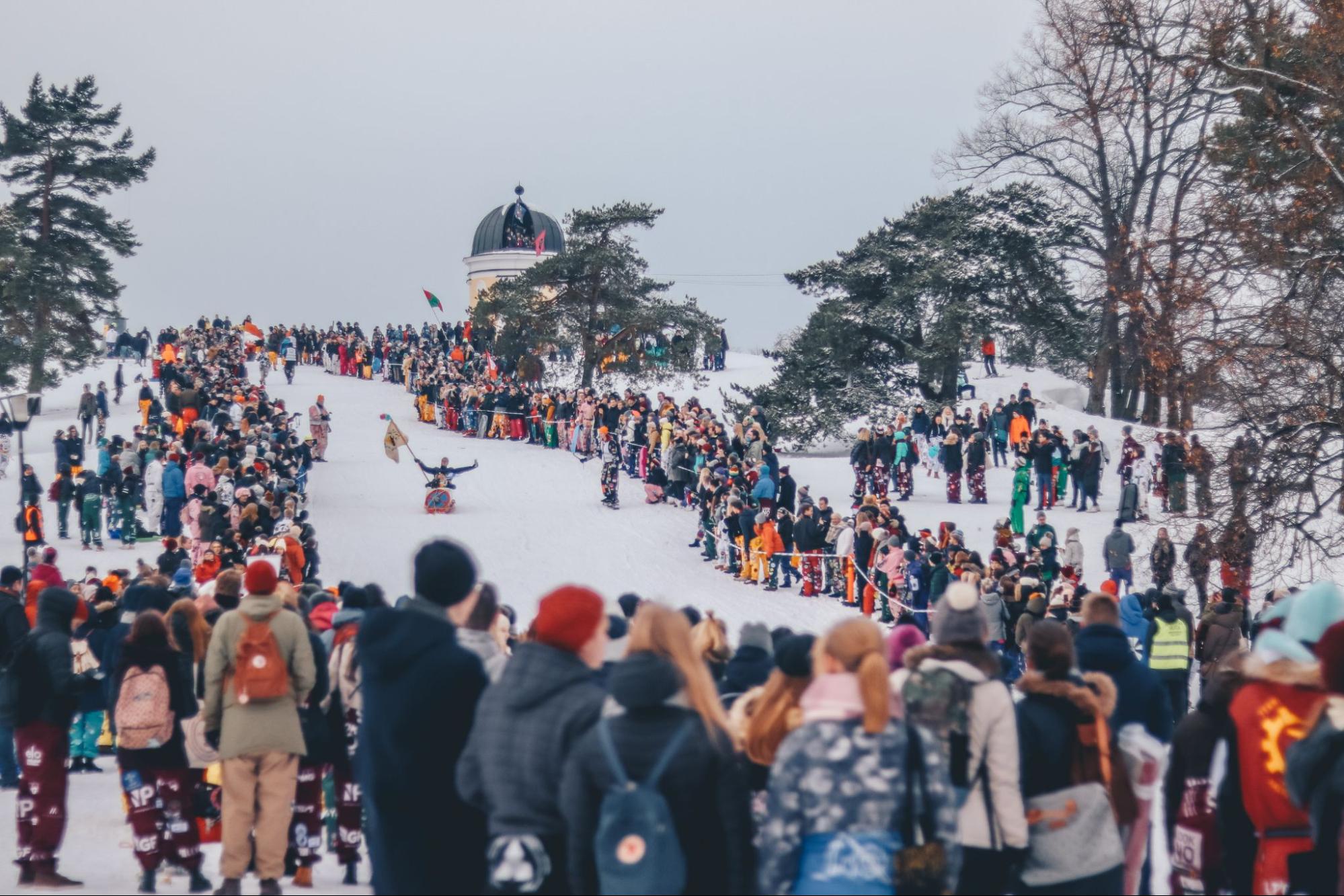 crowd at outdoor winter event