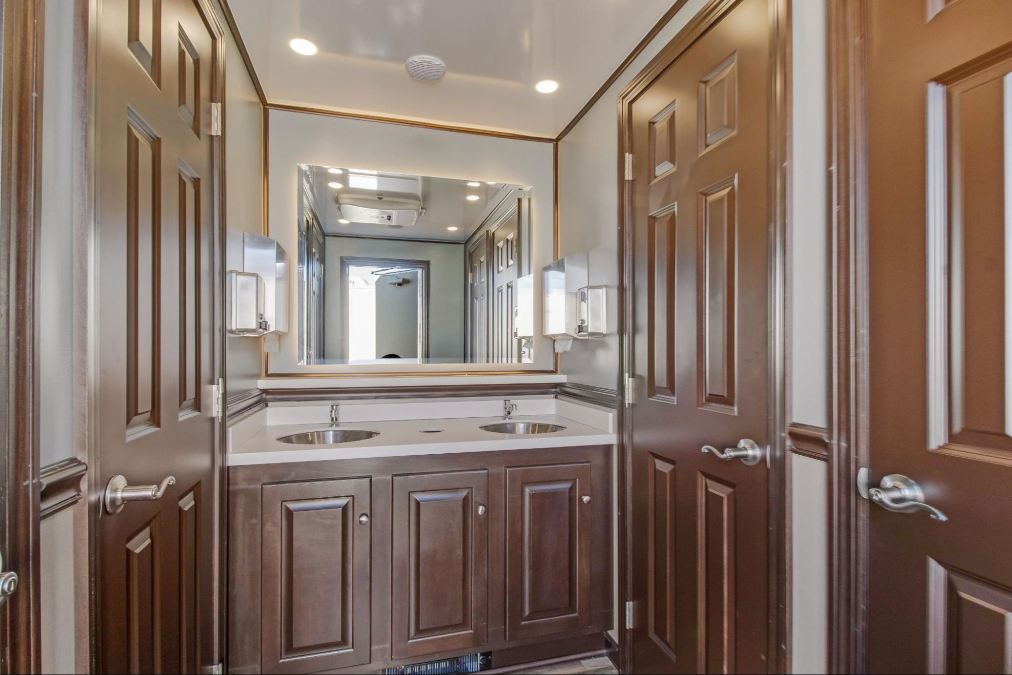interior of luxury restroom trailer rental