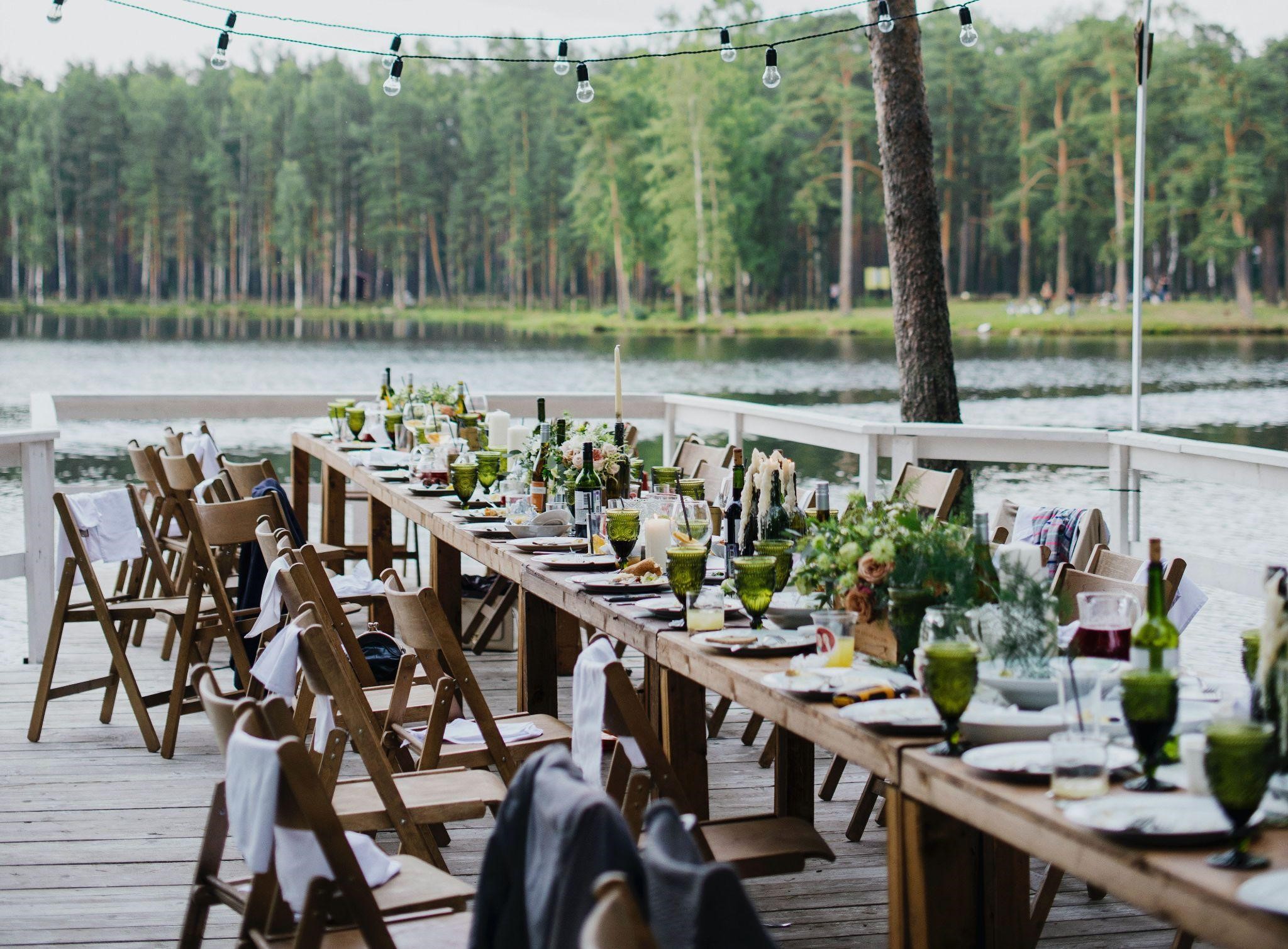 tables set for outdoor event