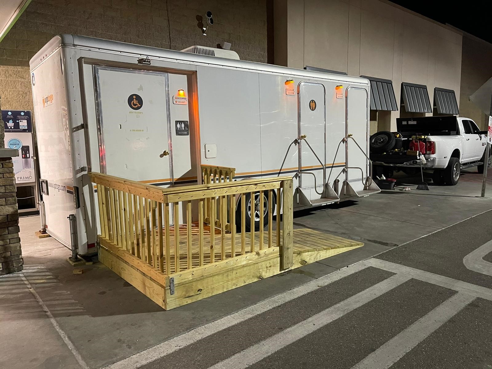 luxury restroom trailer with ADA handicap access ramp