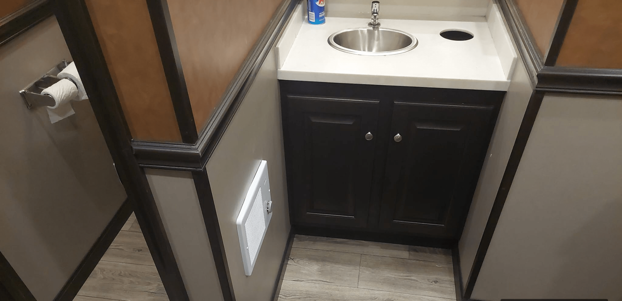 modern interior of event restroom trailers