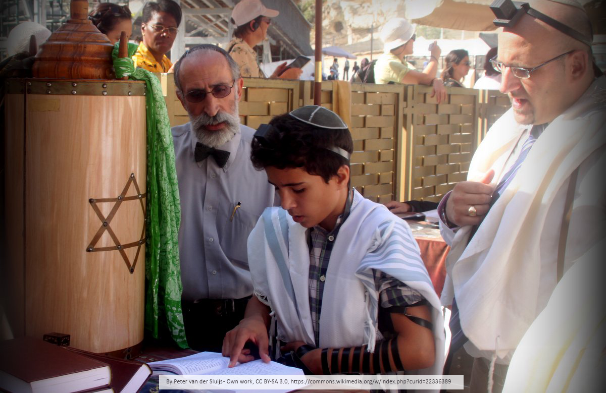 Bar Mitzvah boy reading Torah portion