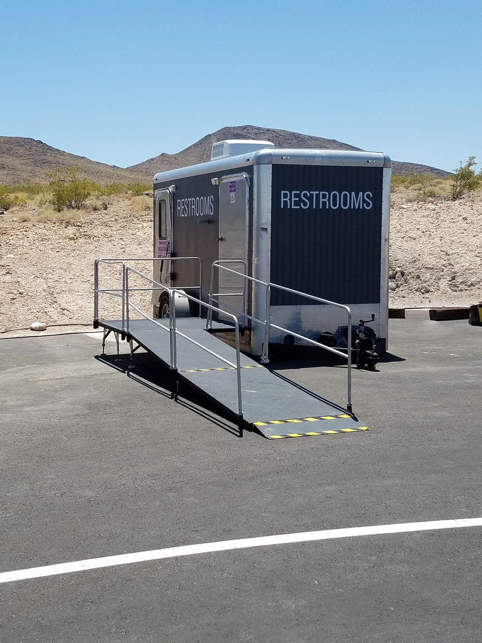 ADA restroom trailer at Sloan National Park, in Las Vegas, Nevada ADA restroom trailer at Sloan National Park, in Las Vegas, Nevada