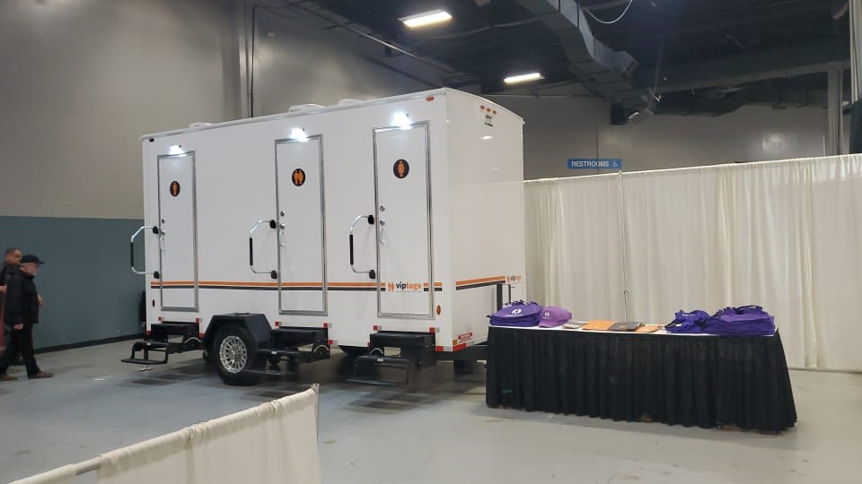 restroom trailer at trade show