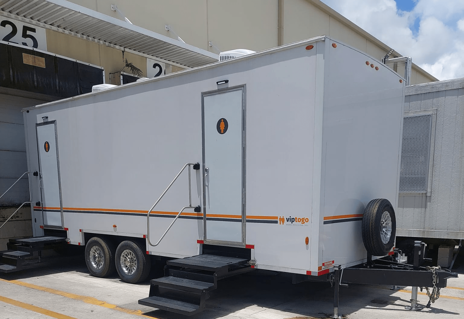 restroom trailer with portable toilets for events