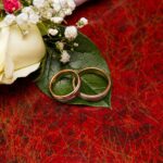 rings and flowers for engagement party celebration