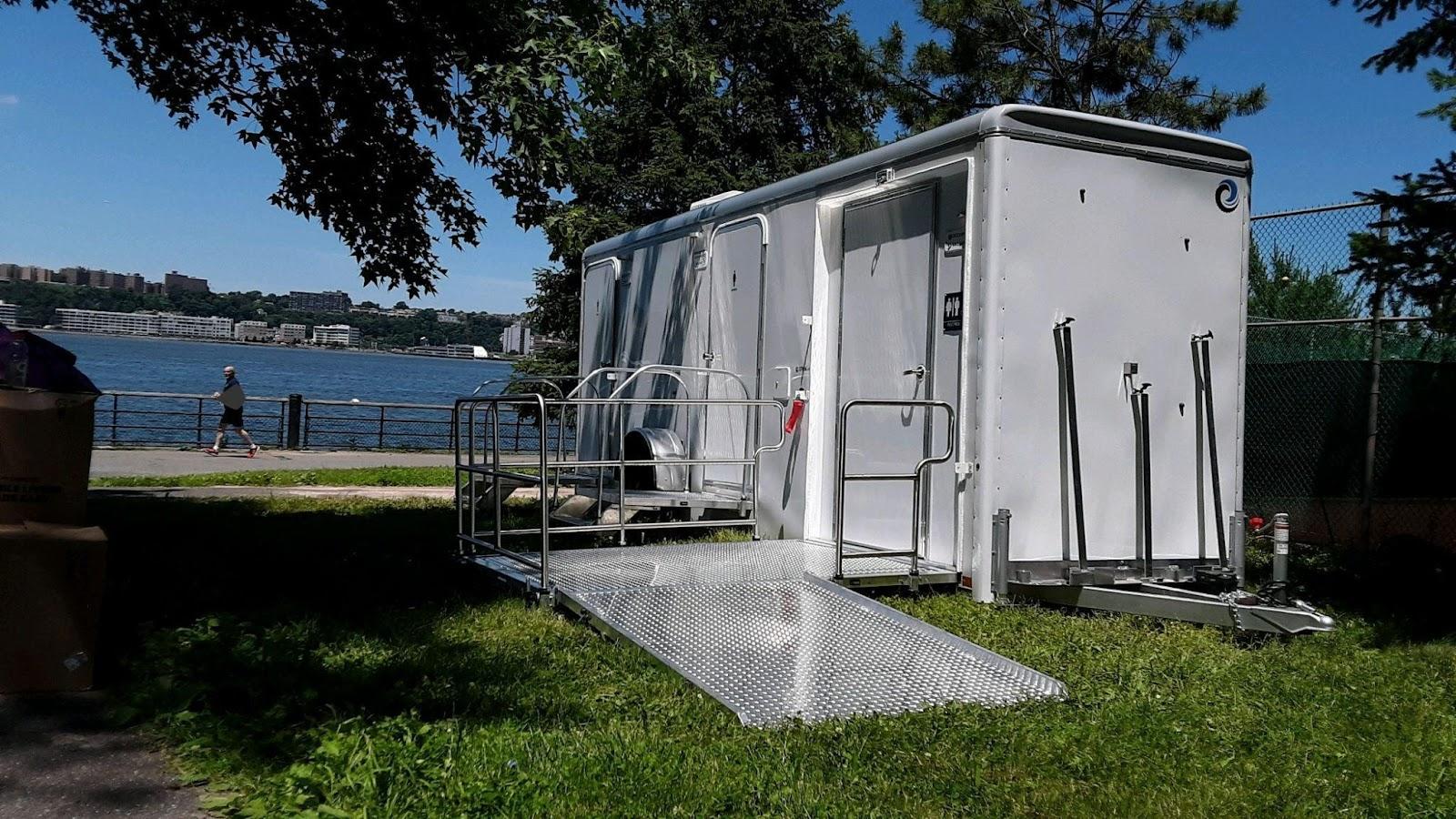 restroom trailer with ADA restroom layout