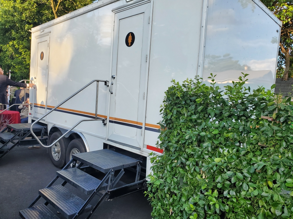 VIP restroom trailer at event