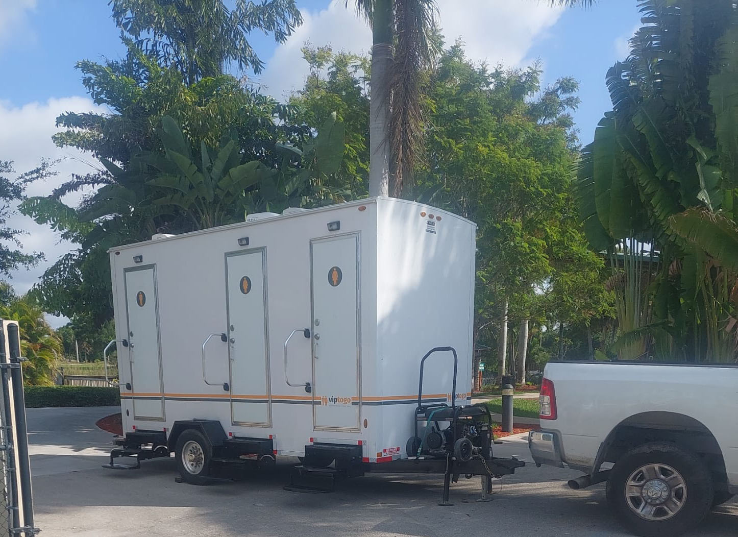 delivery of event restroom trailer