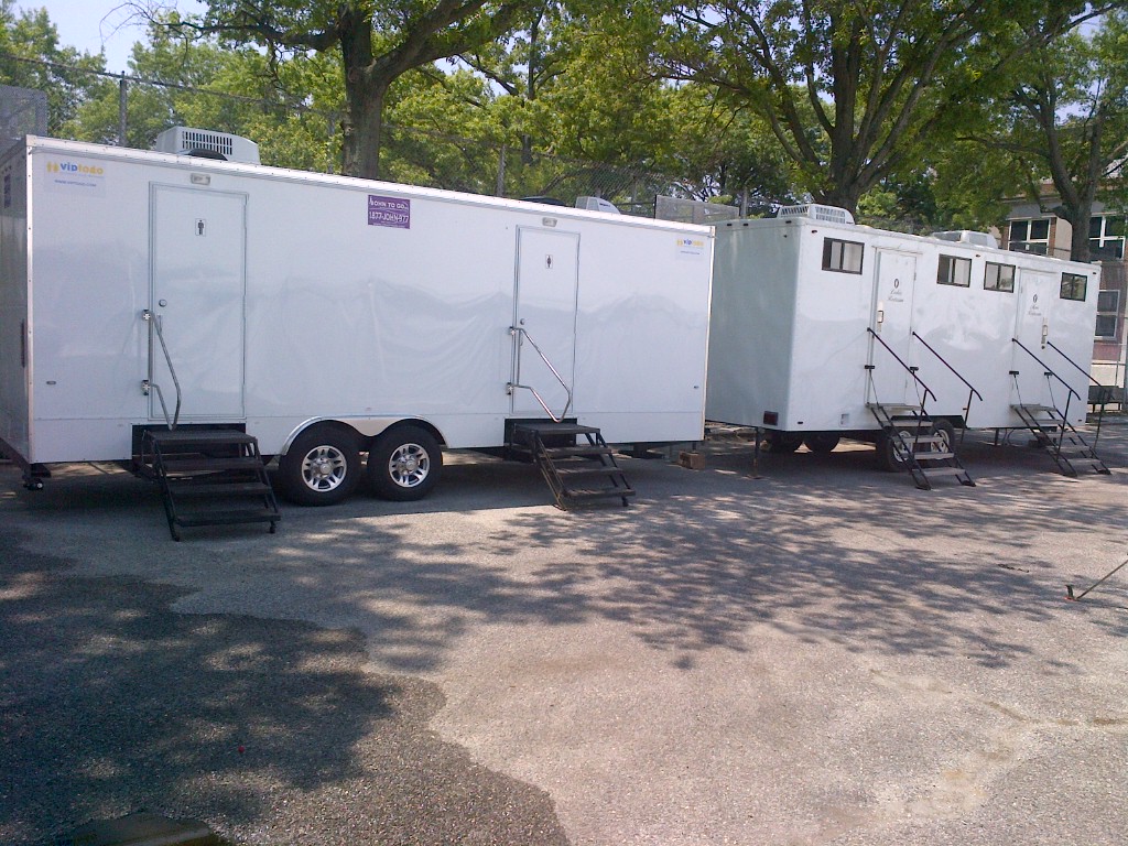 Climate-controlled restroom trailers Climate-controlled restroom trailers
