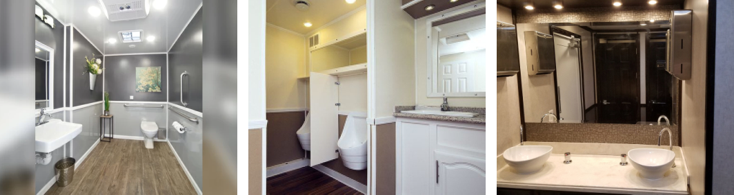 interior view of luxury porta potty bathroom stalls