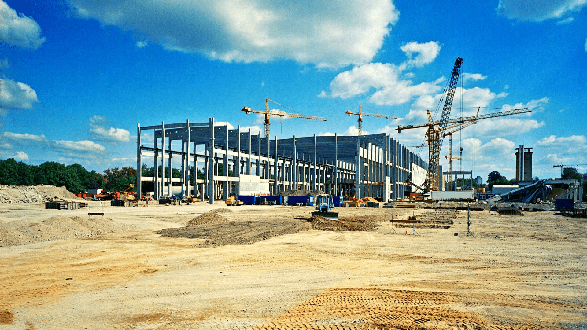 A construction site requiring portable restroom trailers