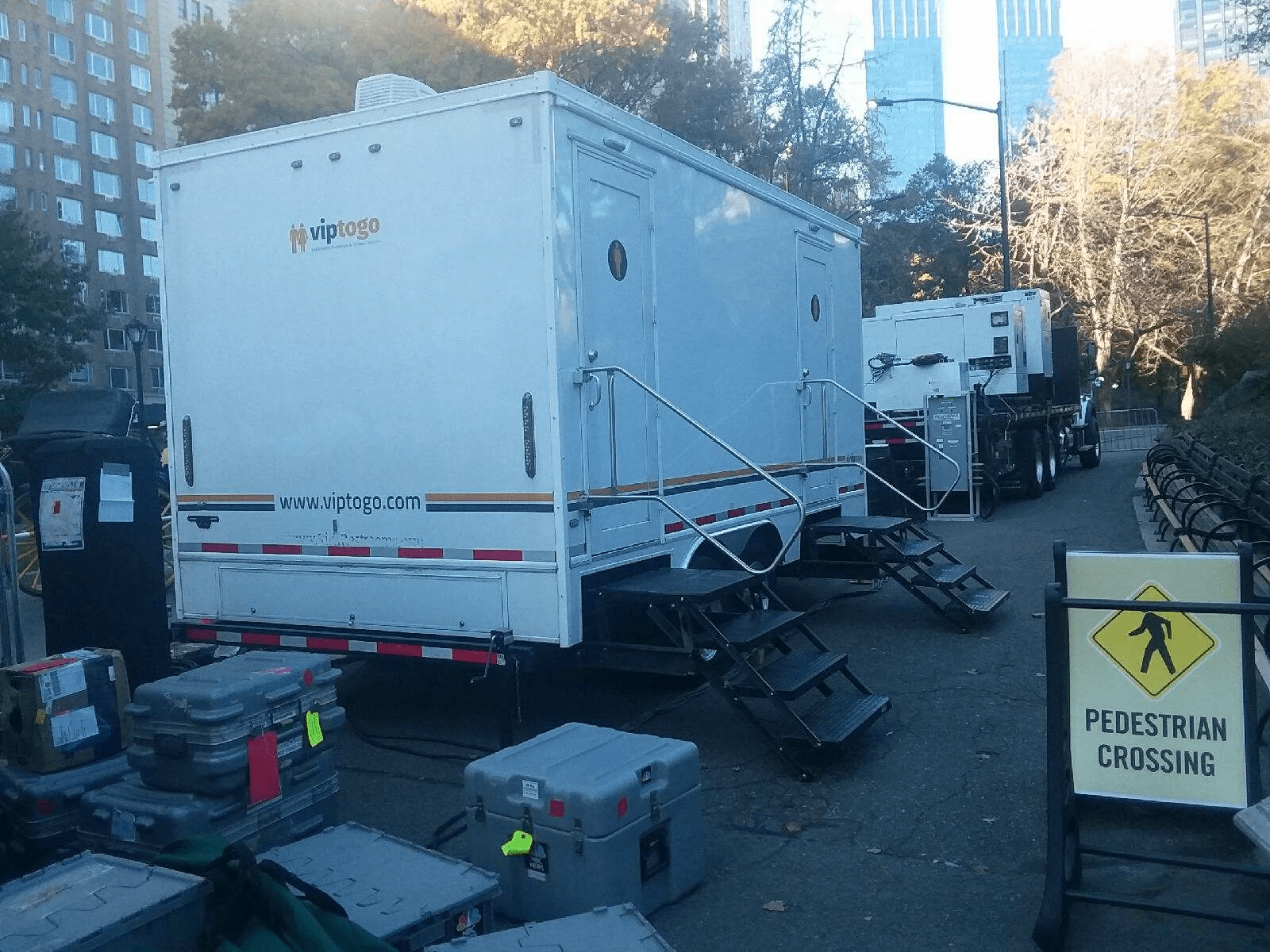 portable restrooms trailers at an outdoor event