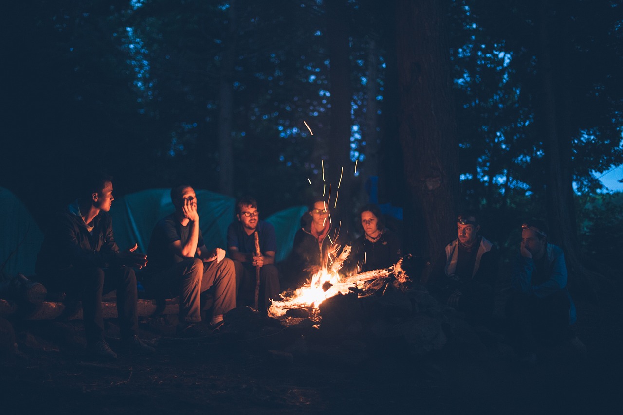 Group of friends on a camp site