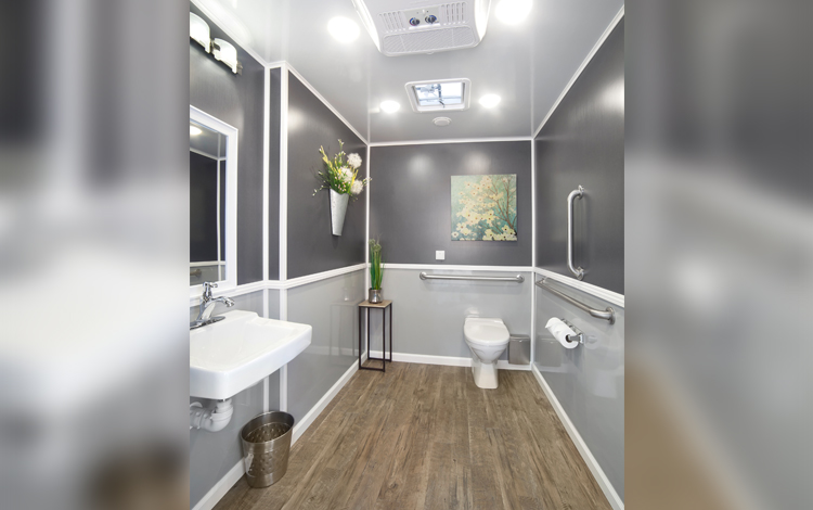 Interior of a portable handicap shower unit Interior of a portable handicap shower unit
