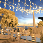 Preparations in place for a outdoor wedding reception
